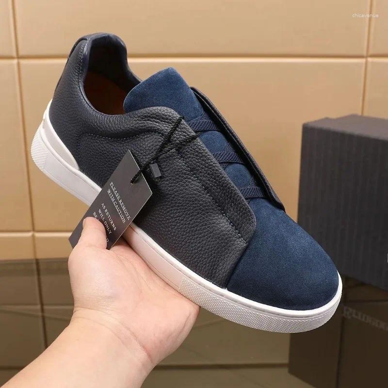 Casual Shoes High-End Business Men's Genuine Leather Slip-On Black Design Must-Have For Urban Commute And Social Occasions
