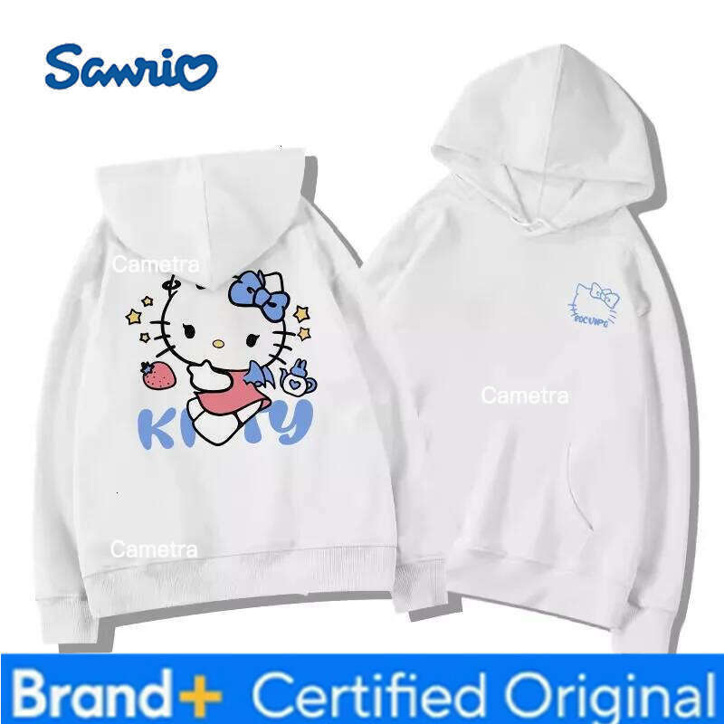 Sanrio Japanese Anime Autumn Winter Women's Clothing Hoodies Cute Hello Kitty Print Hooded Y2K Sweatshirt Oversized Cotton Pullower H26011211