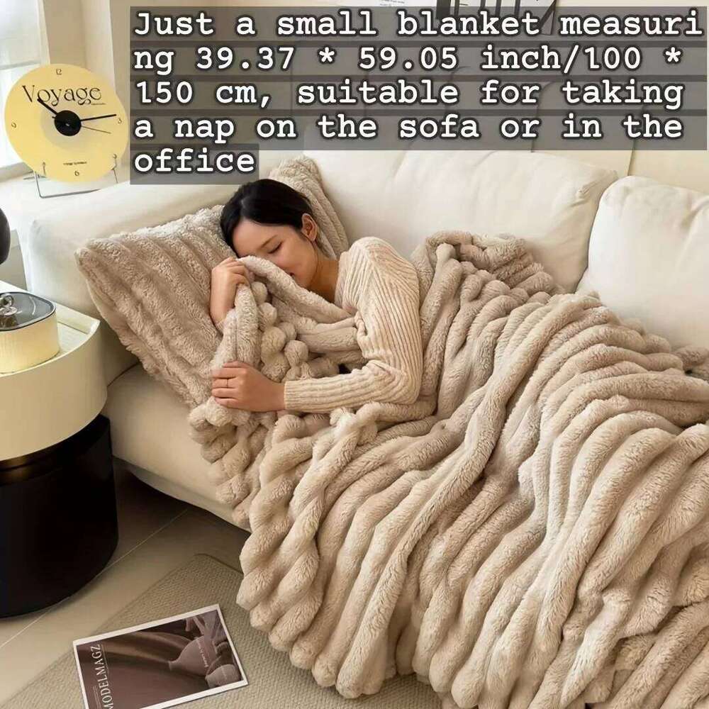 All-Season Gift, Luxurious Faux Rabbit Fur Throw Blanket, Flannel Fabric-Soft, Warm & Cozy for Couch, Bed, and Travel - Versatile XJ260112