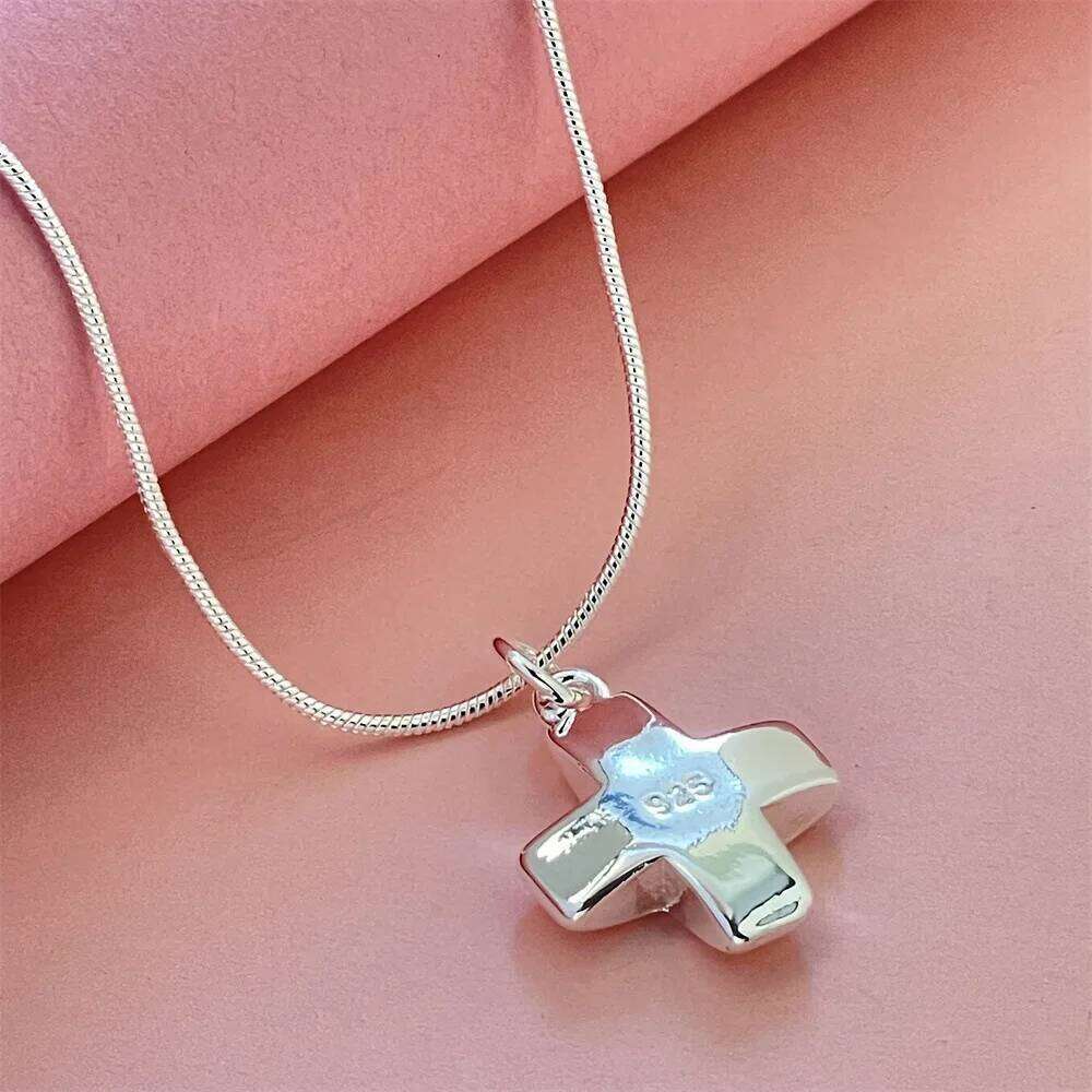 New trendy 925 Sterling Silver delicate cross Necklace for women Fashion Costume Jewelry Wedding Engagement Party Holiday GiftS H260112