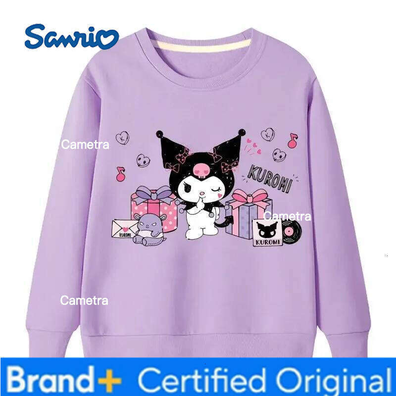 Sanrio Cute Kuromi Melody Cartoon Anime Peripherals hoodies Boys Girls Round Neck Pullover Sweater in The Spring and Autumn H260112