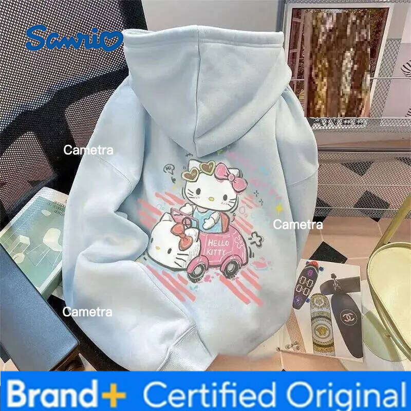 Sanrio Hello Kitty Sweatshirts Cuteore Cartoon Autumn Long Sleeve Young Girl Tops Woman Clothing Running Outerwear New H2601121