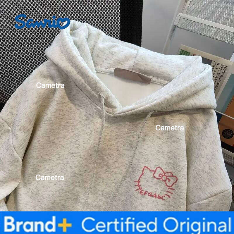 Sanrio Hello Kitty Hooded Sweatshirts Cuteore Cartoon Student Autumn Loose Long Sleeve Tops Woman Clothing Outerwear New H260112