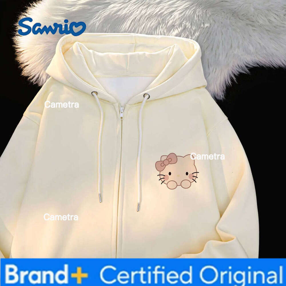 Sanrio Zipper Clothes Cute Top Hello Kitty Cartoon Hoodie Fashion Trend Women's Zip Sweater cute style H260112