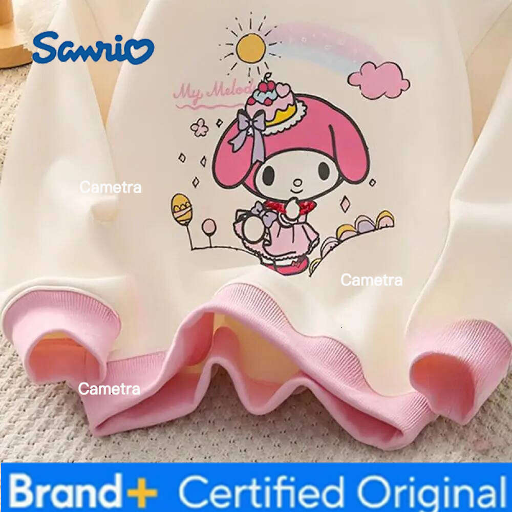 Sanrio Kuromi Girls Hoodie Spring Autumn Tops My Melody Cinnamoroll Long Sleeves T-Shirt Pullover Sweater Kawaii Bottoming Shirt H260112