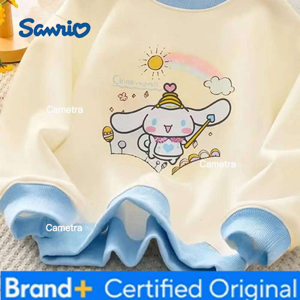 Sanrio Kuromi Girls Hoodie Spring Autumn Tops My Melody Cinnamoroll Long Sleeves T-Shirt Pullover Sweater Kawaii Bottoming Shirt H2601121