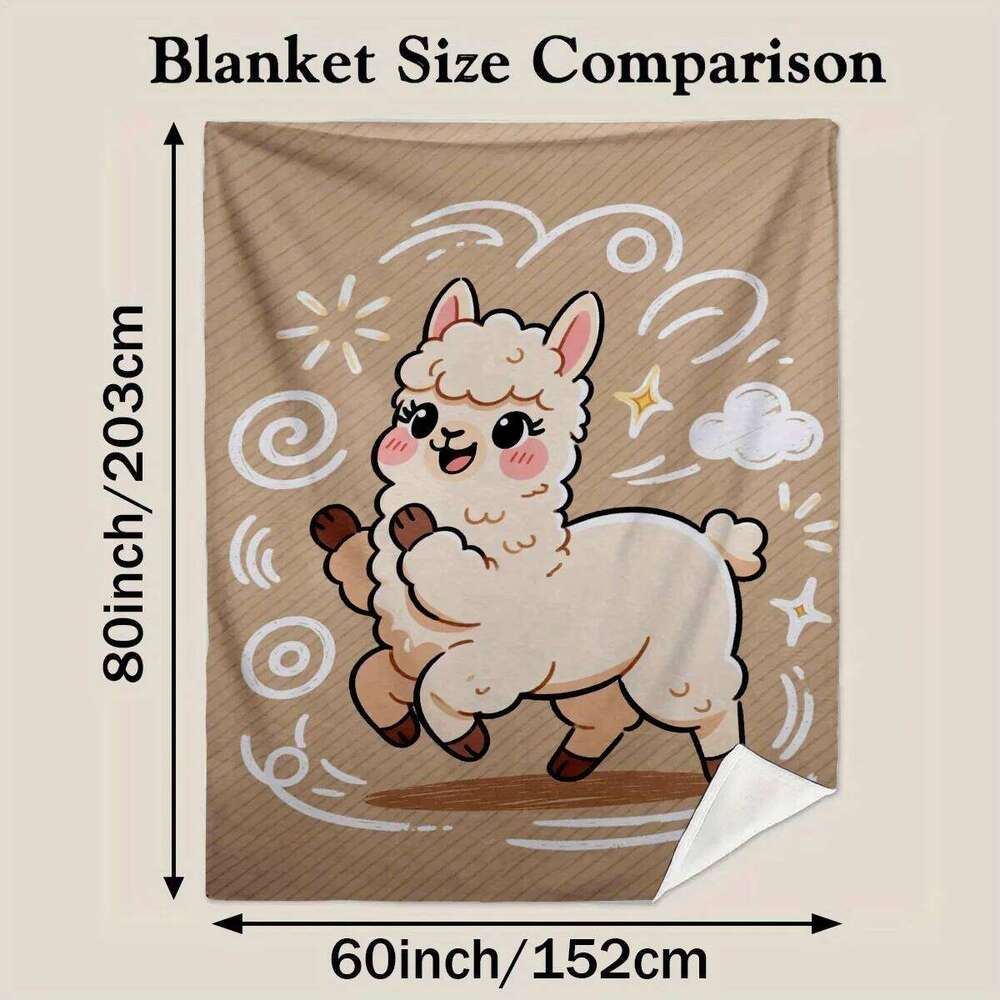 1pc Cartoon Alpaca 2D Pattern Printed Cute Blanket, Flannel Warm Soft Comfortable, Anniversary Birthday Holiday Gift, Ideal Gift XJ260112