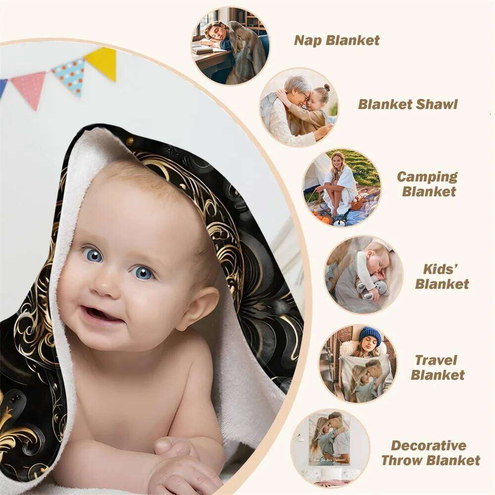 Black and Gold Skull Soft Cozy Warm Winter Flannel Throw Blanket All Seasons for Sofa Bed Room Decor XJ260112