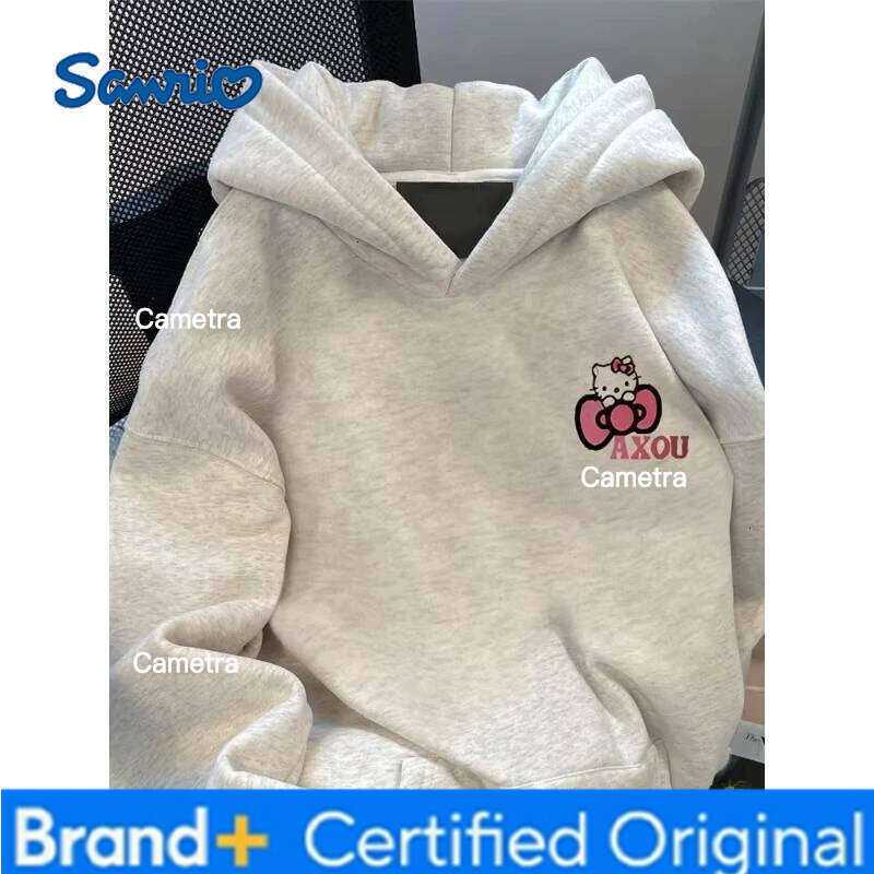 Sanrio 2025 Women's Hoodies Autumn Winter Clothing Cute Anime Hello Kitty Print Hooded Fashion Sweatshirt Y2K Oversized Cotton Pullower H260112