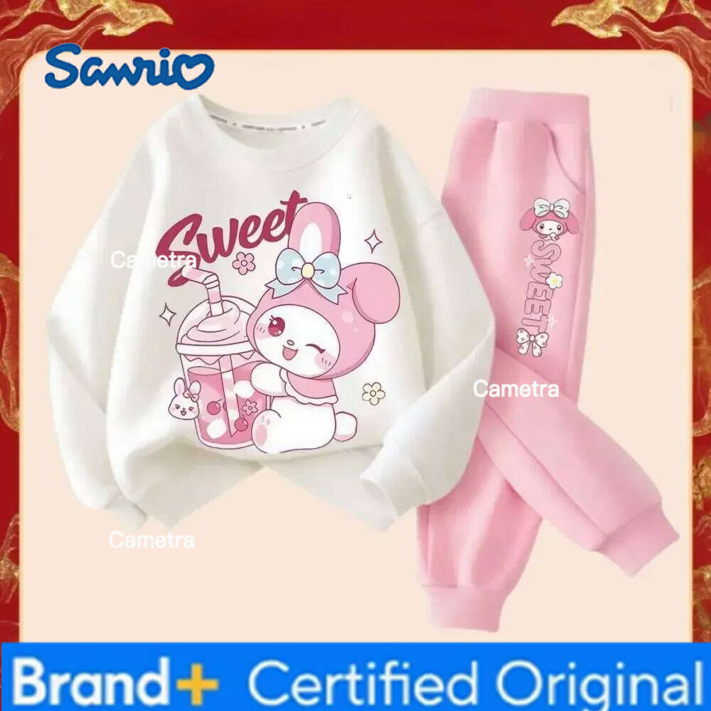 Sanrio Girl's Fashion Set Wear Cartoon My Melody Printed Tracksuits Spring Autumn Kid's Long Sleeve Sports 2Pcs Sweatshirt H260112