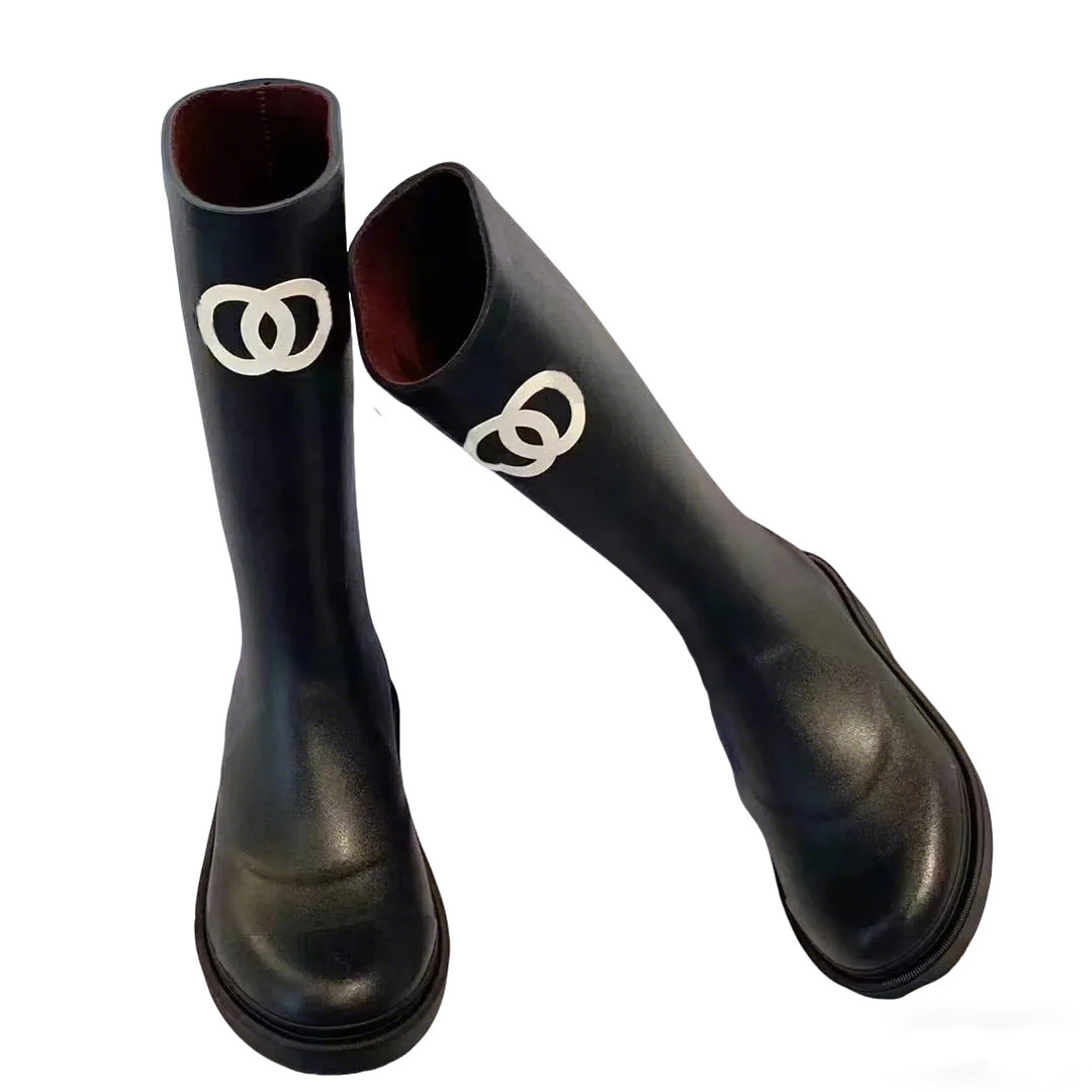 Designer Square Toe Womens Rain Boots Luxury Pink Boot Fall Winter Summer Knee High Quality Slip On Classic 22 Casual Waterproof Footwear Cowboy