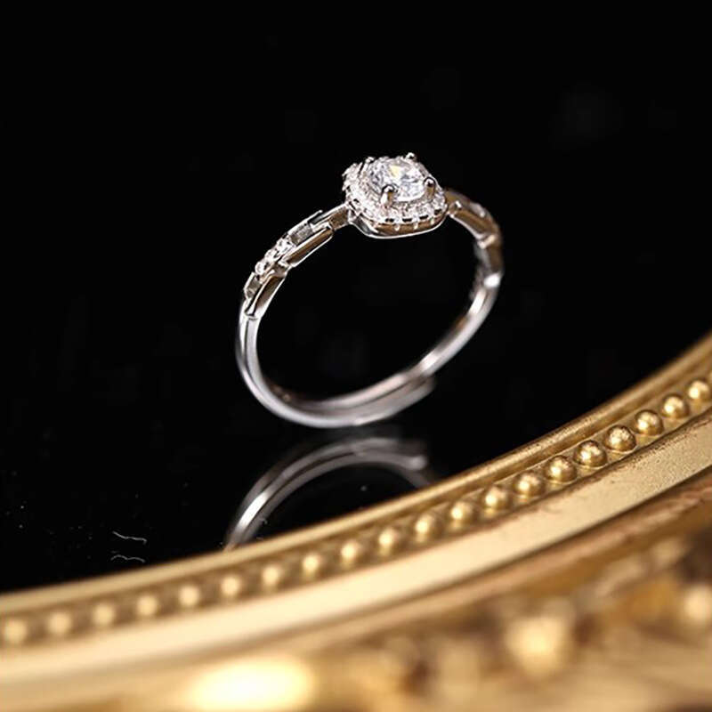 Ring Square zircon Chain for Women Light Luxury High end Adjustable Engagement Wedding Rings Gift Trendy