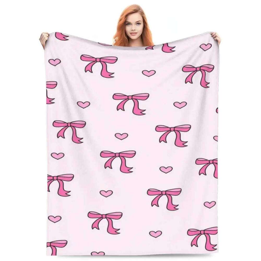 Throw Ballet Pink Ribbon And Bow Micro Fleece Blanket Four Sizes Trendy Comfortable For Camping Gift XJ260112