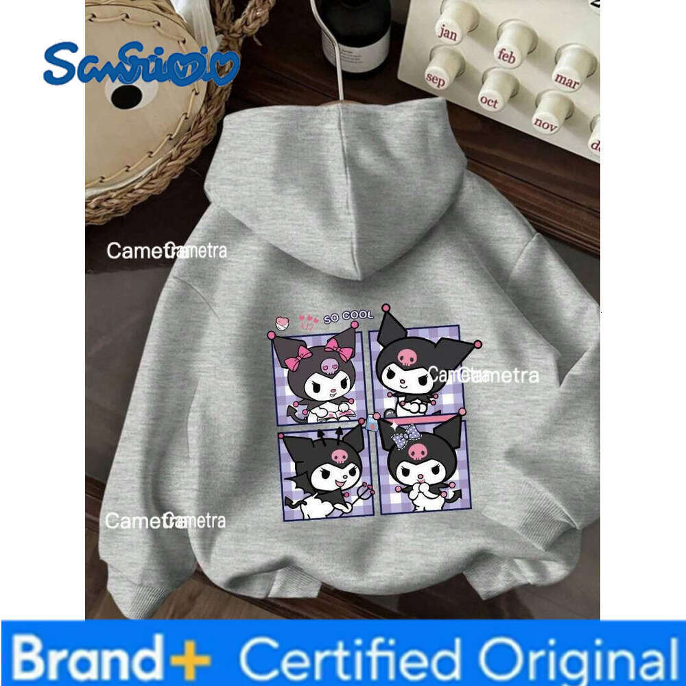 Sanrio Kuromi Pattern Printed Hoodie, Autumn Spring Drawstring Casual Cotton Warm Comfortable Hoodie for Men and Women H260112