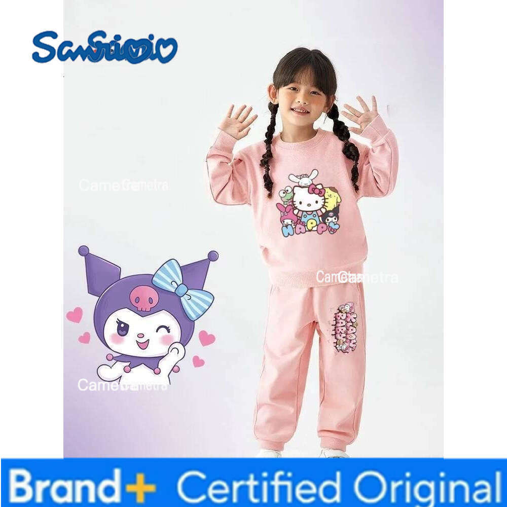Sanrio Baby Girl Clothes Set Autumn Kid Hello Kitty Sweatshirts Pullover Sweet Top&Pants 2pcs Suit Children Fashion Tracksuits Outfits H260112