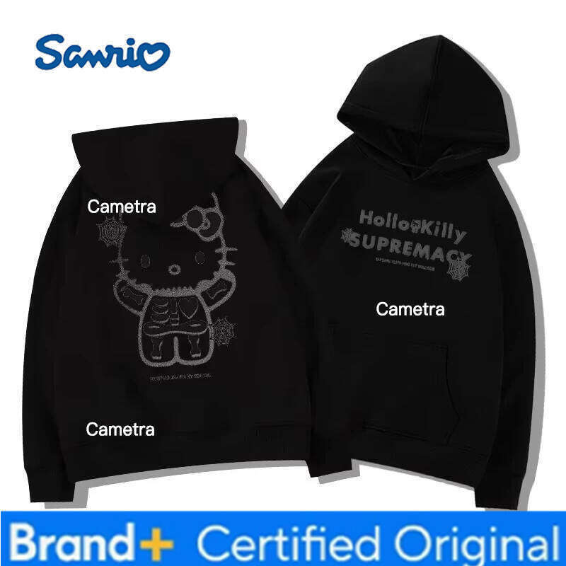 Sanrio Hello Kitty Women's Hoodies Autumn Winter Clothing Cute Anime Print Hooded Sweatshirt Y2K Oversized Cotton Pullower Causalwear H260112