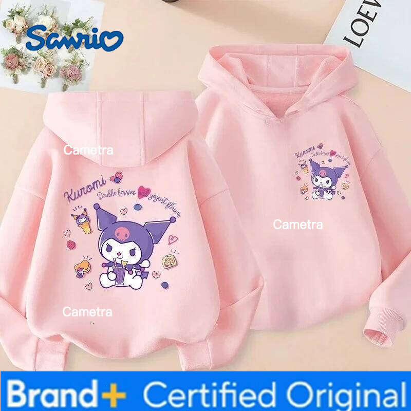 Sanrio Kuromi Boy Girl Hoodie Street Casual Sport Kawaii Harajuku Y2K Children Long-sleeve Autumn Winter Sweatshirt Clothing Top H260112