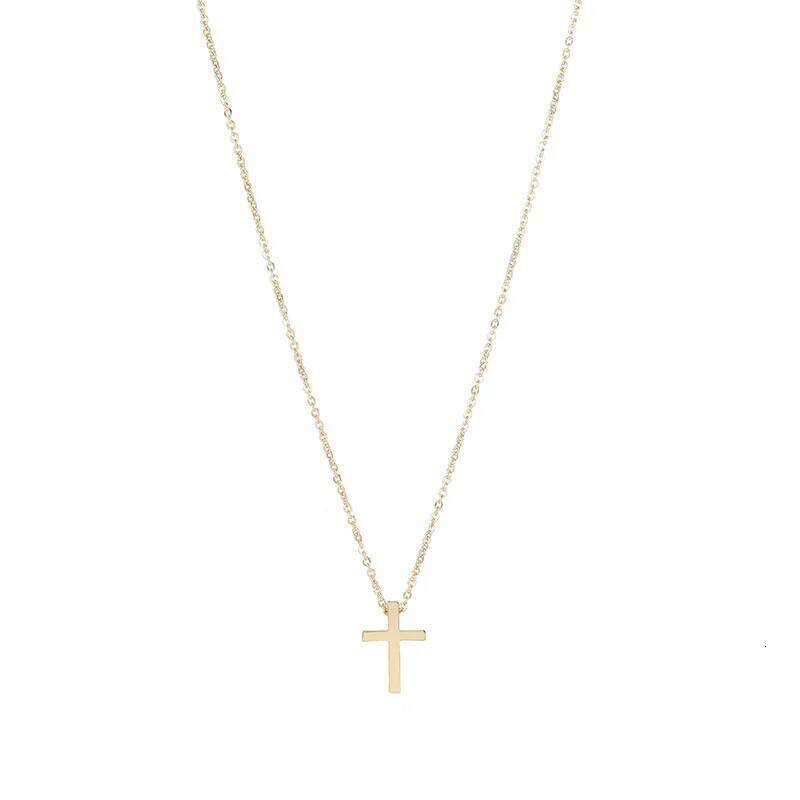 PANJBJ S925 Sterling Silver Korean Personality Glossy Cross Necklace Ladies Simple And Versatile Pendant Chain NecklacePANJBJ H260112
