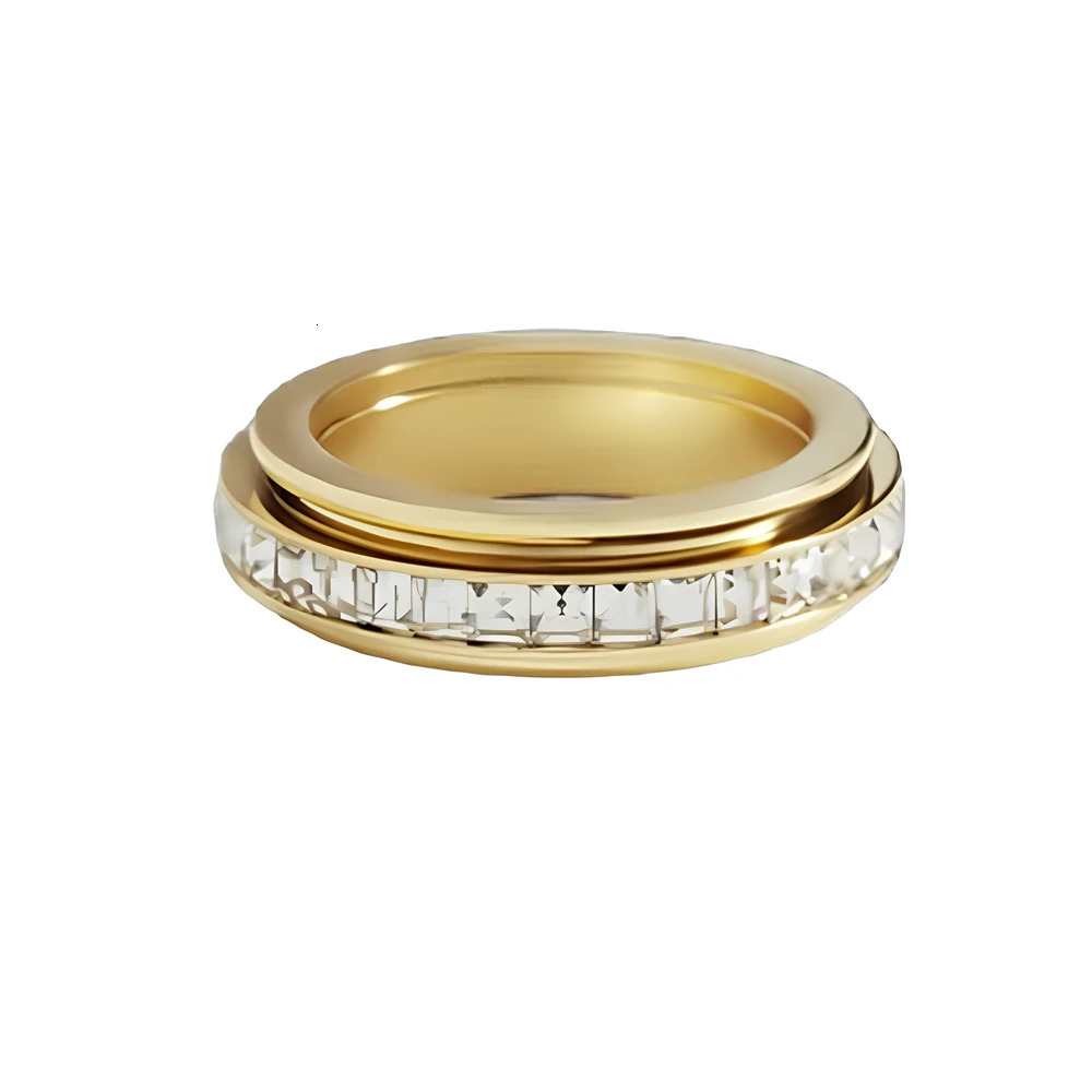 Spinner Ring with Zirconia 316L Stainless Steel Mens Jewelry Anxiety Relief Fidget Rings Friendship Anniversary Gifts 260104