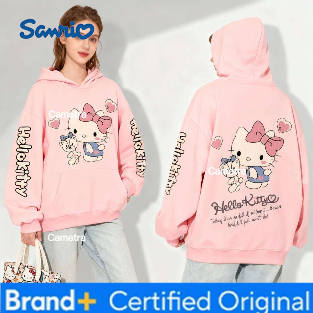 Sanrio Family Hello Kitty Full Collection Sweet Cool American Trendy Street Autumn/Winter Hoodie Plus Size Women Adult 25/26 H260112