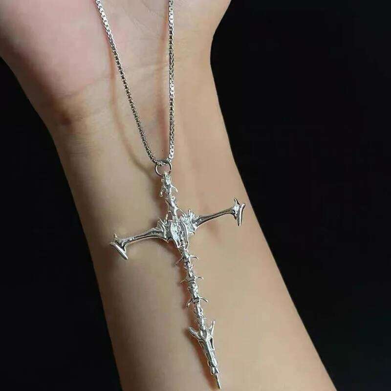 New Hip Hop Vintage Cross Necklace Unique Design Stainless Steel Goth Necklaces Fine Jewelry Gift for Women Men Wholesale H260112