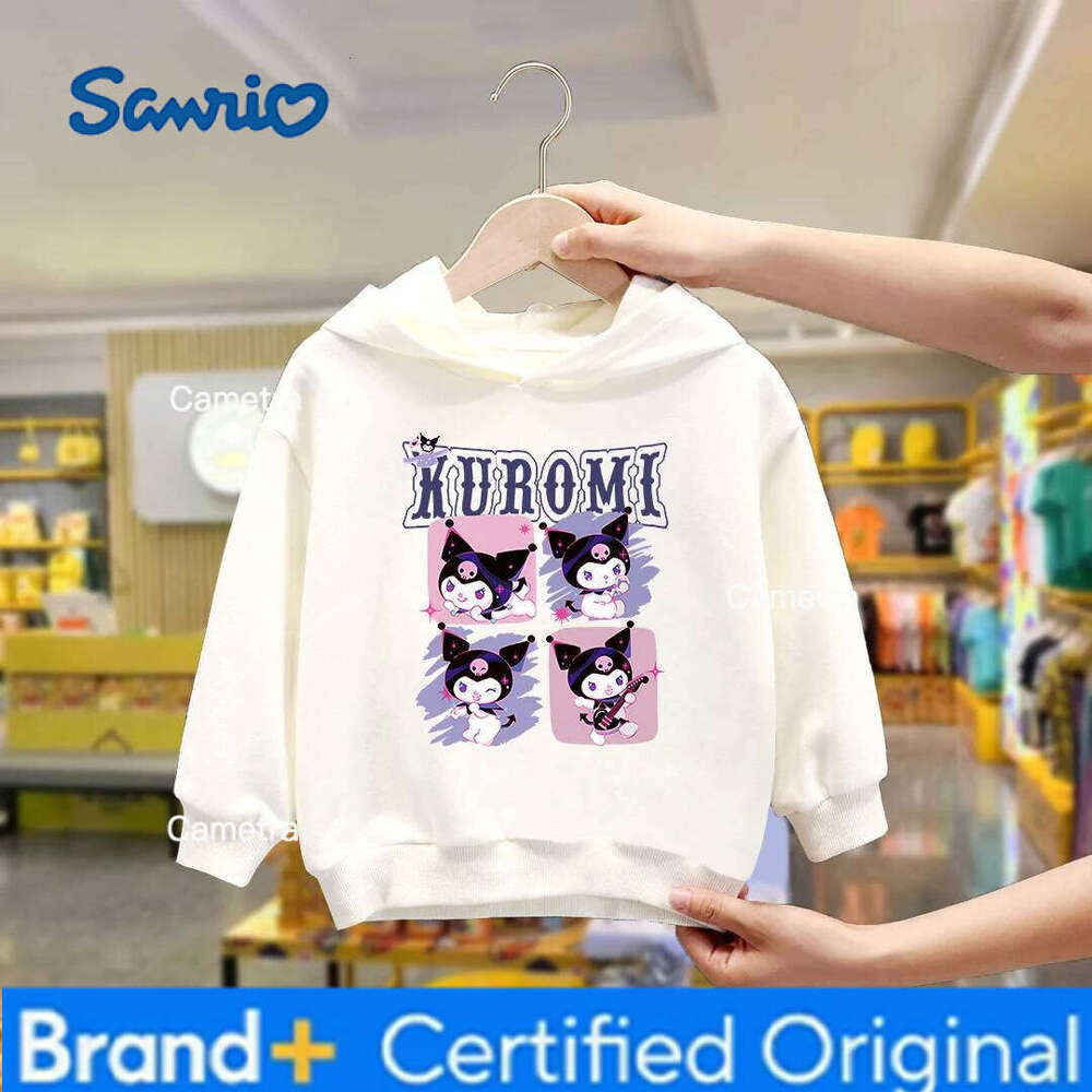 Sanrio Fashion Girls Kuromi Melody Cute Printed Hooded Sweatshirt Children's Fall and Winter Outdoor Casual Warm Long Sleeve Top H260112
