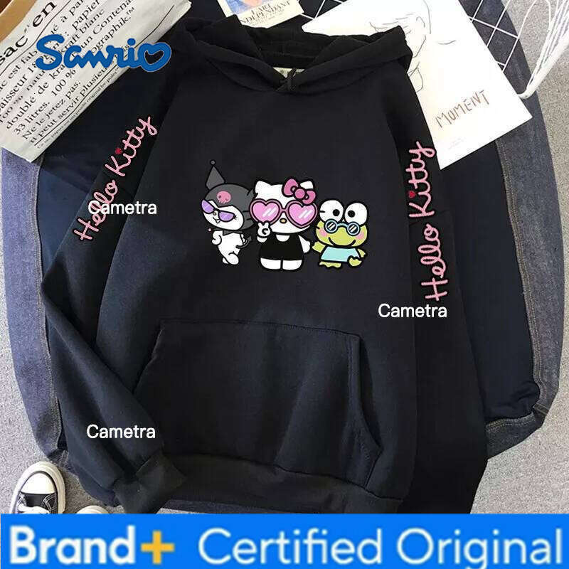 Sanrio Women's Sportswear Japan Harajuku Hello Kitty Tops Cute Clothes Pattern Hoodie Long Sleeve Jacket Women Winter H260112