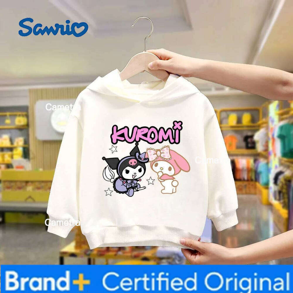 Sanrio Fashion Girls Kuromi Melody Cute Printed Hooded Sweatshirt Children's Fall and Winter Outdoor Casual Warm Long Sleeve Top H260112