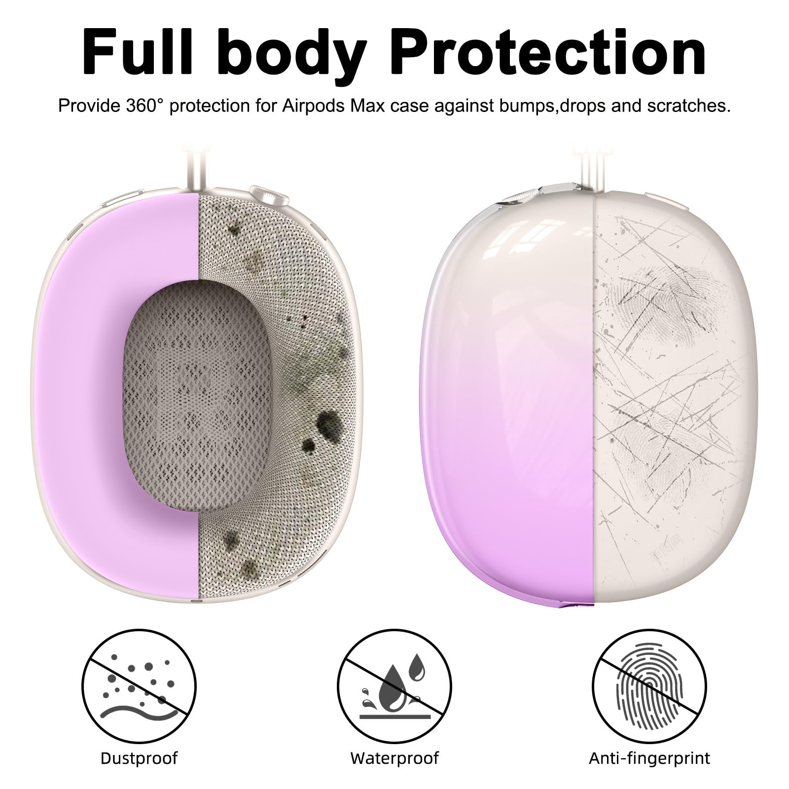 3 in1 Headphone Case for AirPods Max TPU Gradient Color Headphone Anti-Scratch Protective Cover for Apple Earphone Accessories Cases