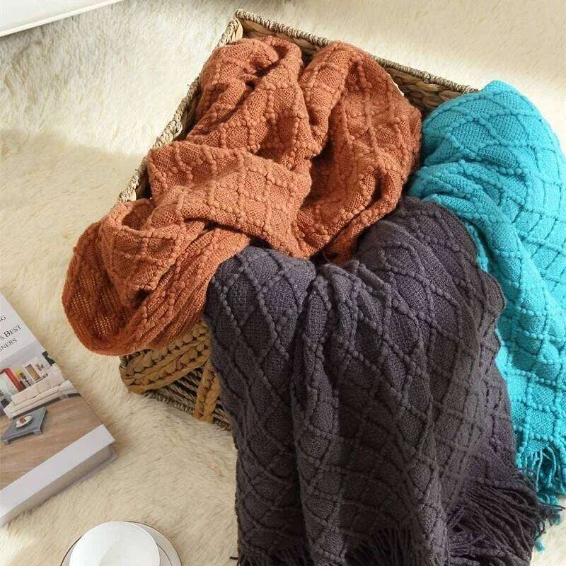 Nordic Retro Knitted Bed End Decoration Cover Light Luxury Nap Throw Blanket Bedspread Warm Shawl Soft Cozy Sofa cover XJ260112