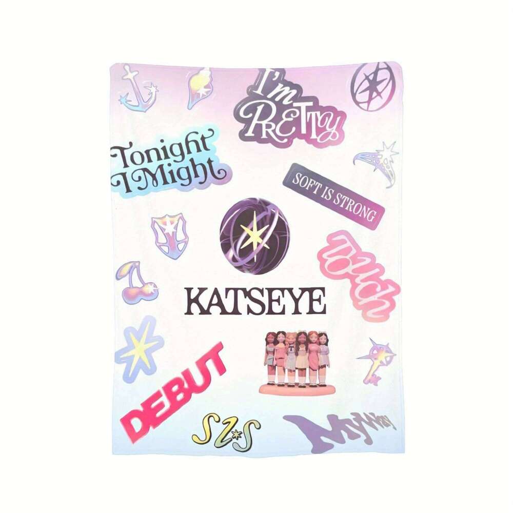 KATSEYE Anime Print Flannel Blanket Soft All-Season Throw with Vibrant Character Design Perfect for Sofa Office & Travel Gift XJ260112