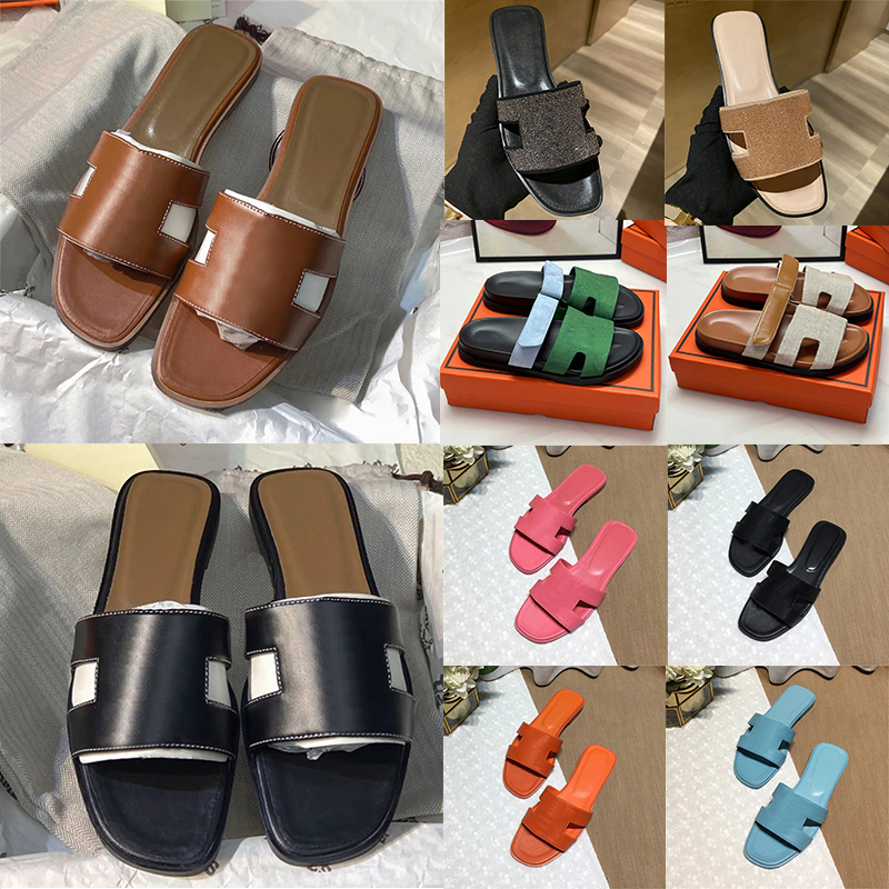 free shipping designer sandals womens luxury slippers leather suede fur flat slides black white khaki brown indoor outdoor ladies shoes size 35-42