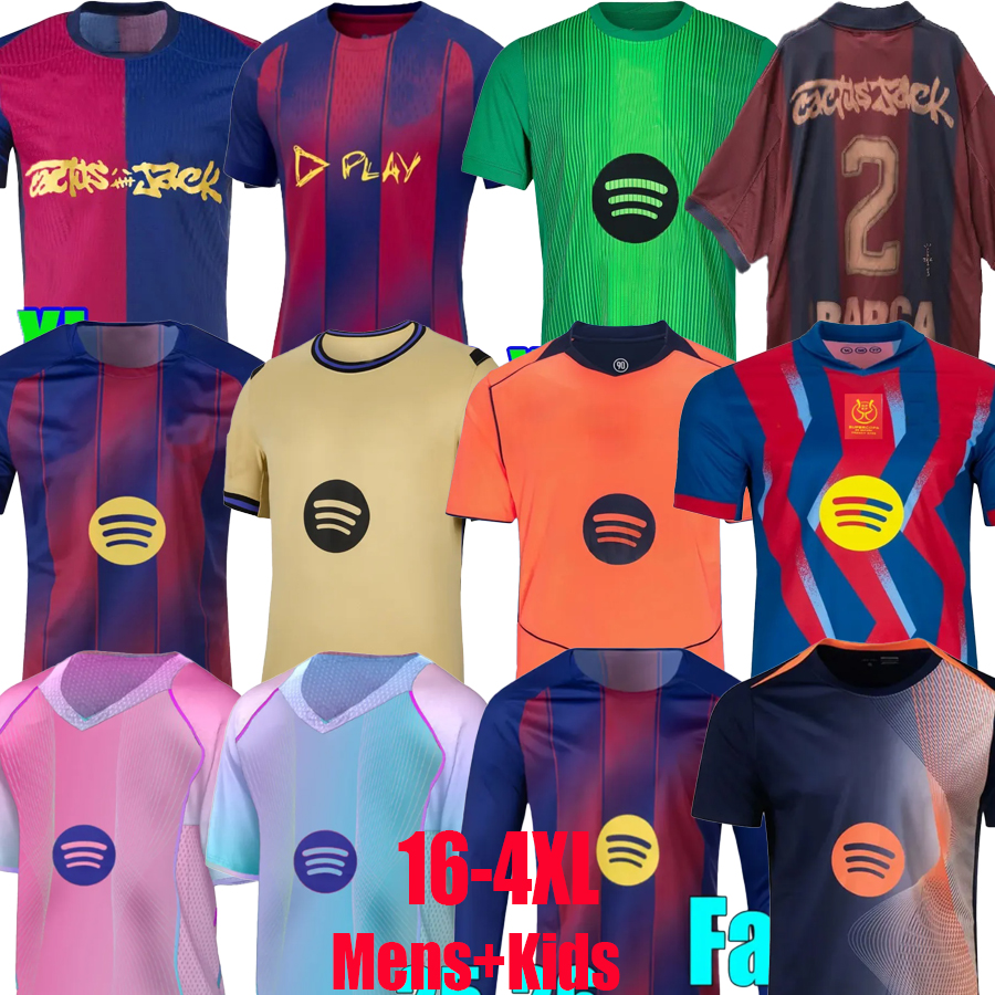2025-26 LAMINE YAMAL LEWANDOWSKI soccer jerseys men kids black football shirts kit 2025 Camiseta sets barcalona Travis goalkeeper pink 95 97 away Retro RASHFORD