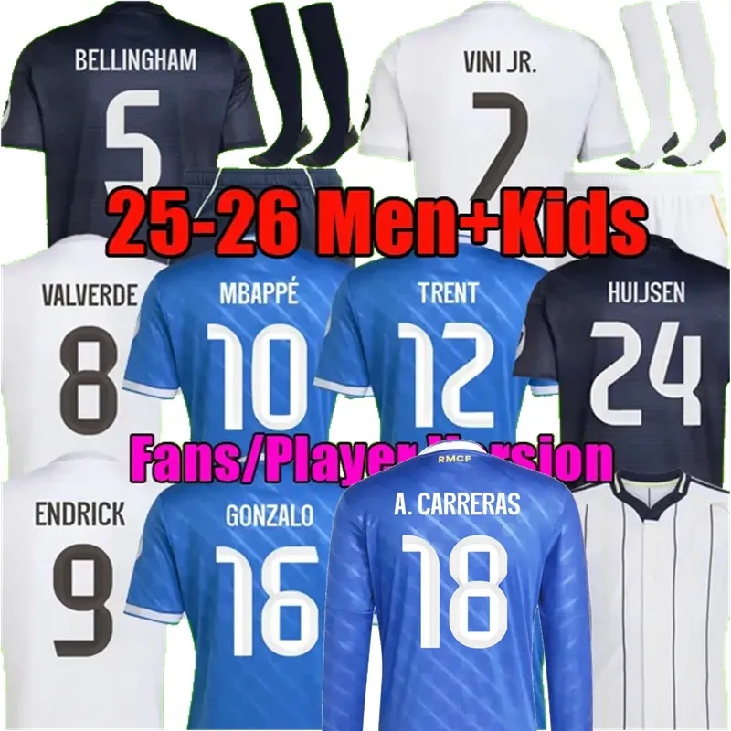 2025 2026 Long sleeve ASENCIO ARDA GULER Mbappe reAL Soccer Jerseys BELLINGHAM mADRIds VALVERDE A.CARRERAS VINI JR TRENT HUIJSEN MASTANTUONO football Men Kids shirt