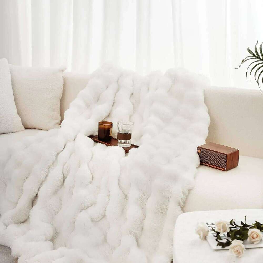 Cozy Faux Rabbit Fleece Blanket | Throw for Bedroom, Guest Living Room, Student Dormito For all season XJ260112