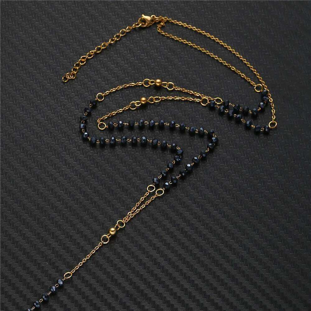 Catholic Stainless Steel Rosary Beads Chain Y Shape Cross Pendant Necklace For Women Men Religious Jewelry H260112