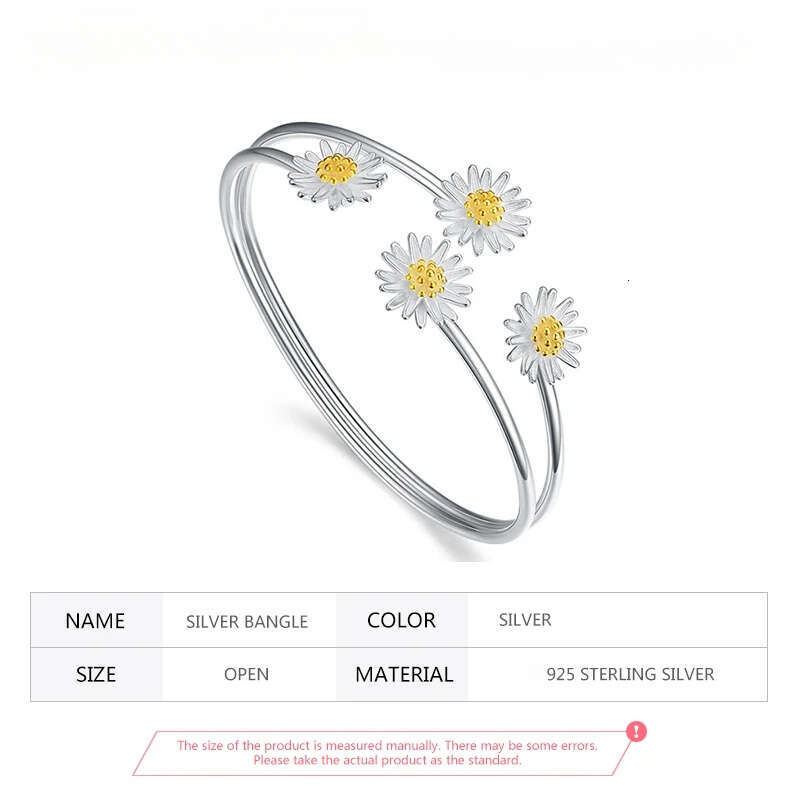 Jewellery Bracelet Designer Fine Jewellery High Quality Textured 925 Sterling Silver Daisy Adjustable Open Cuff for Daily Wear and Special Occasion Gi