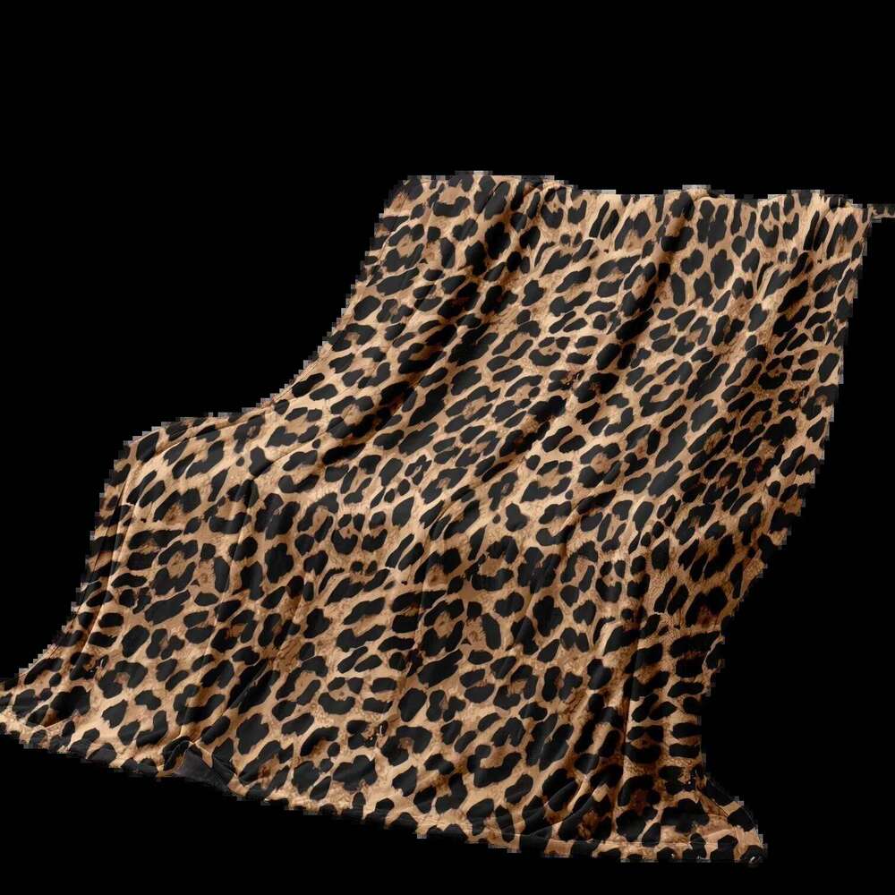 1pc Leopard Print Flannel Blanket - Soft Cozy, Ideal for Sofa, Bed, Office & Outdoor Use XJ260112