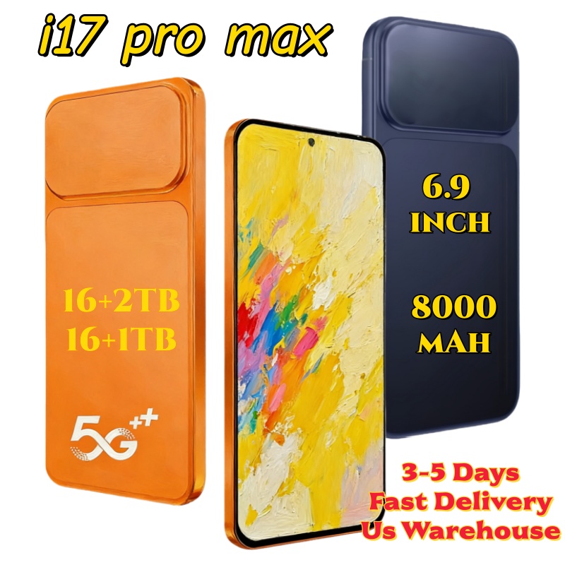 i17 Pro Max 5G Cell Phones 16GB+1TB 6.9 Inch Smartphone Mobile Phone 512gb Camera 72MP 108MP Face ID Android Smartphones HD display