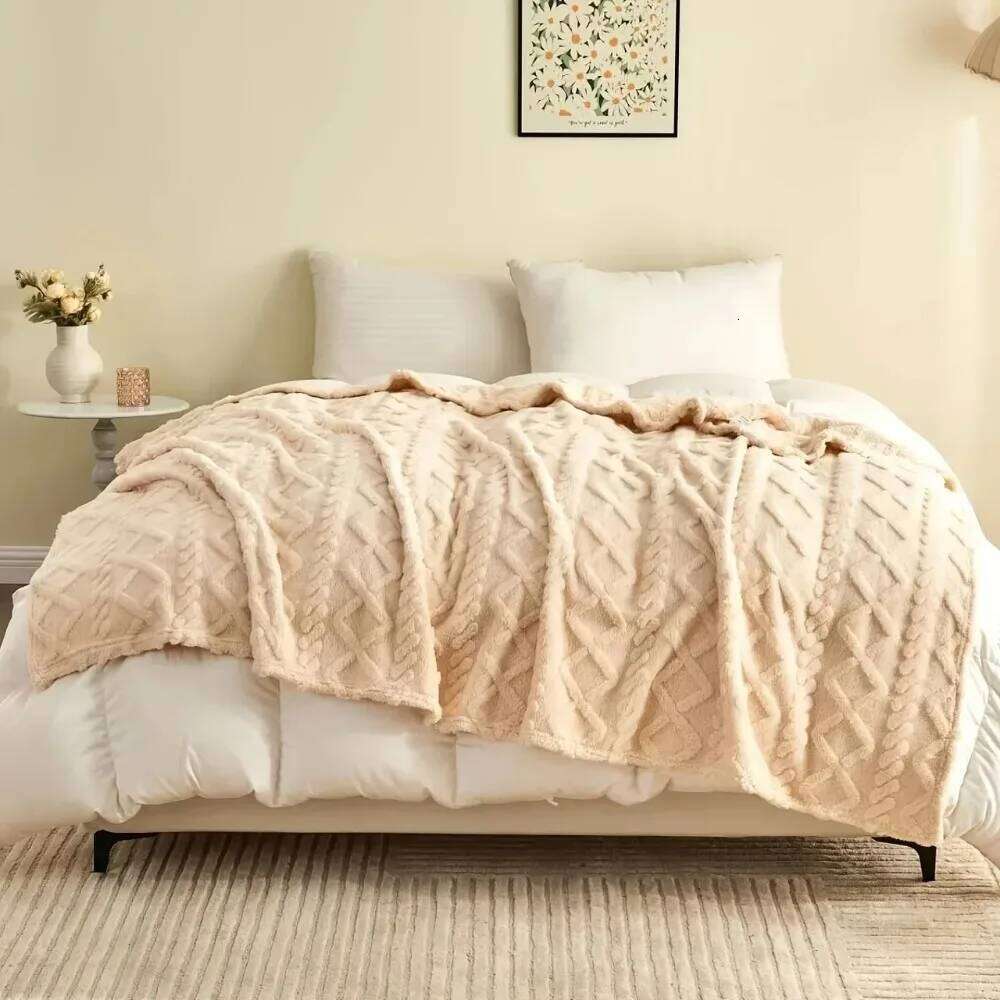 Winter Fleece Throw Blanket, Thick Double Layer Warm Plush for Sofa Bed & Office, Soft Cozy Nap Blanket XJ260112