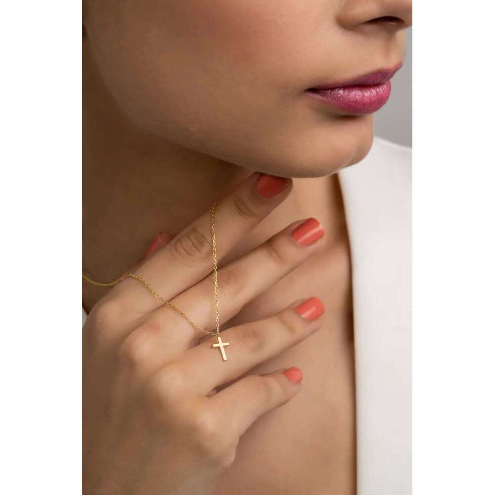 Stainless Steel Cross Necklac Gold Silver Color Necklace for Women Men Exquisite Chain Necklaces Jewelry Birthday Present H260112