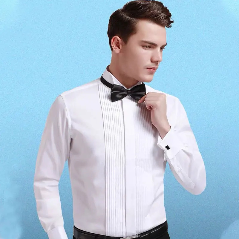 6XL Mens long sleeve shirt Formal dress Plus size tuxedo Wear free wear antiwrinkle Business casual High quality solid color 260109