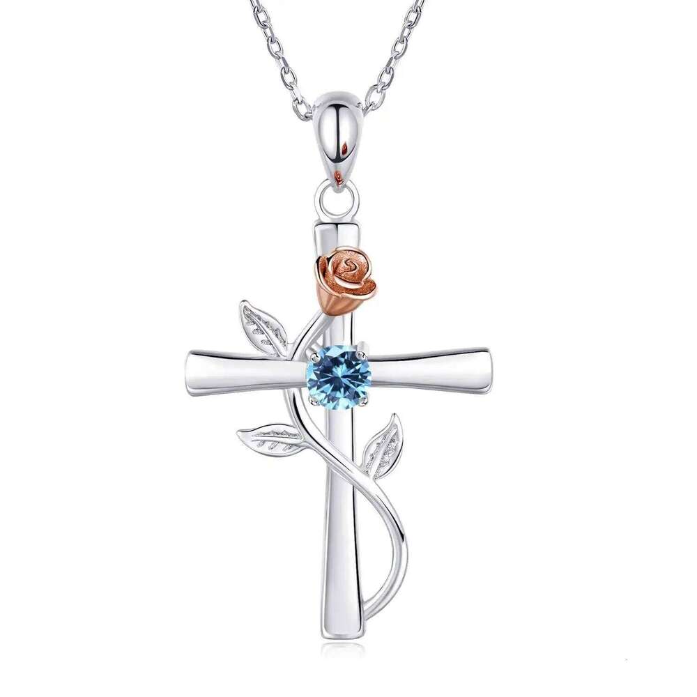 Exquisite Rose Shaped Zircon Necklace for Women Fashion Flower Cross Pendant Clavicle Chain DIY Jewelry Accessories Gift H260112