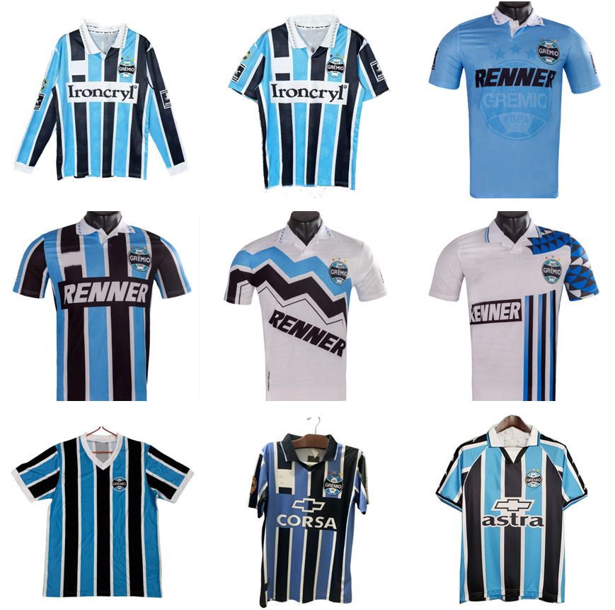 1997 1998 1999 Gremio retro soccer jerseys 2000 2001 Ronaldinho ZINHO NENE WARLEY Alegre home blue vintage old classic football shirt top quality Camisa de futebol