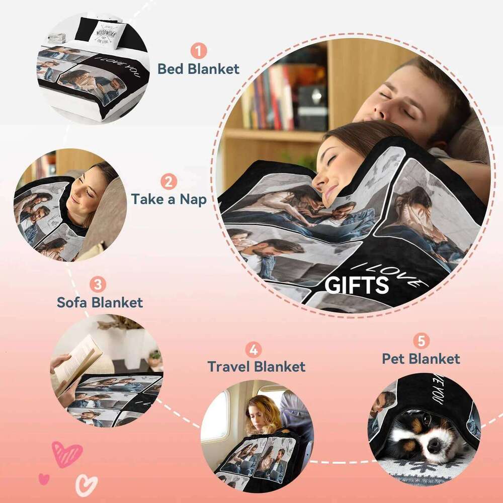 1pc Customized Your Design Logo Family Photo Print Warm Smooth Blanket Custom Lover Dad Mom for Winter New Year Gift XJ260112