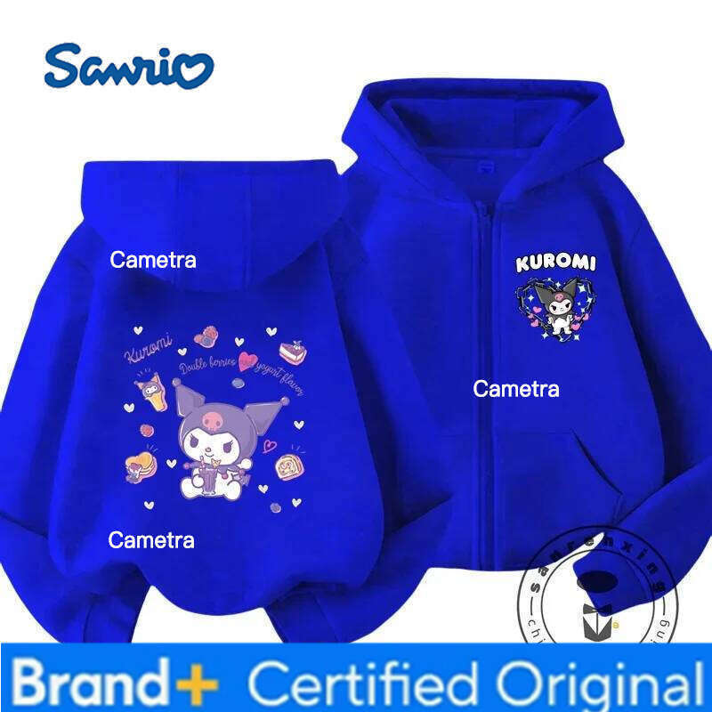 Sanrio Hello Kitty Kuromi Cartoon Boys and Girls 3 14 Years Old Kawaii Street Casual Sweatshirt Children's Outdoor Sports Zipper Hoodie H260112