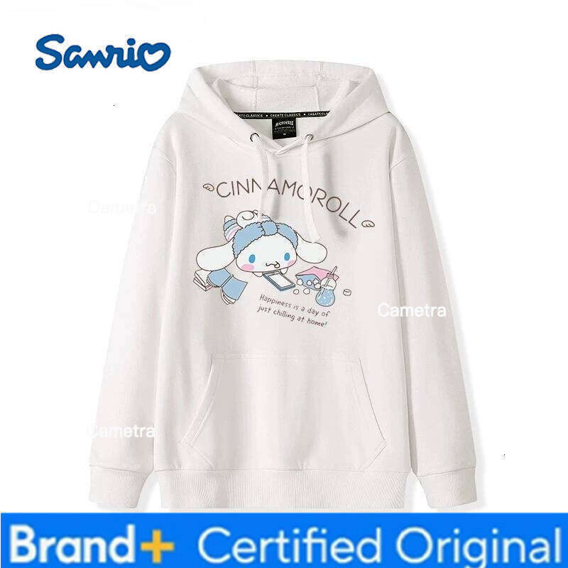 Sanrio Korean Cinnamoroll Hook Haze Blue Hooded Sweater Cute Girl Versatile Girlfriend College Style Loose Long Sleeve Top H260112