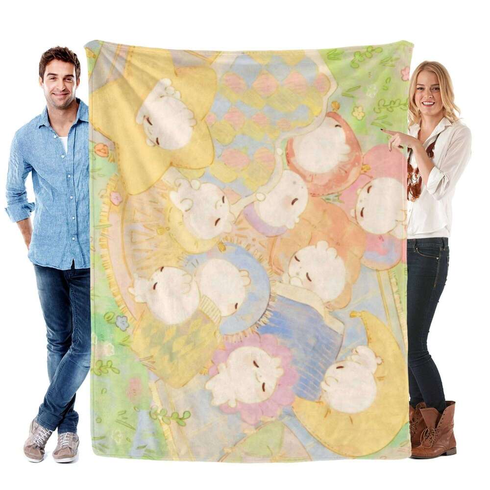 Flannel blanket cute rabbit print all seasons, bedroom sofa suitable for soft and comfortable use XJ260112