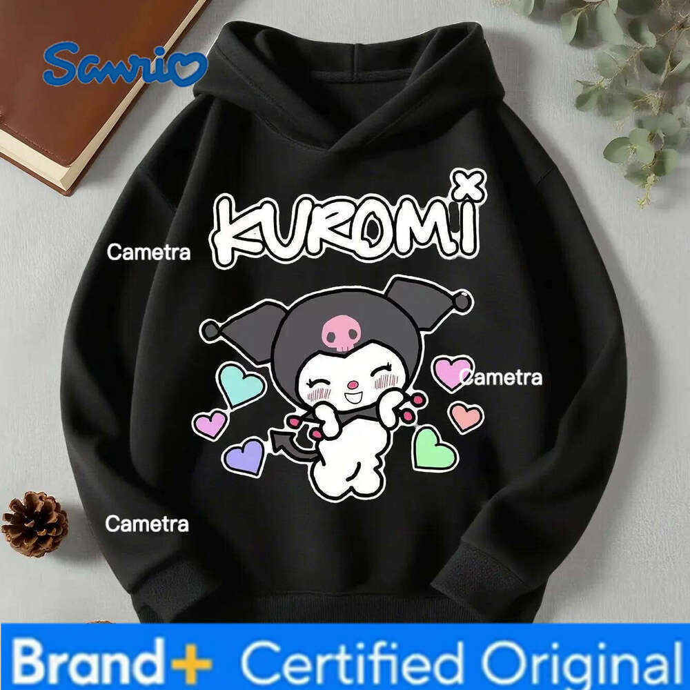 Sanrio Girls Fashion Kuromi Print Hoodie Autumn and Winter Outdoor Leisure Sweatshirt Children's Ideal Gift H260112
