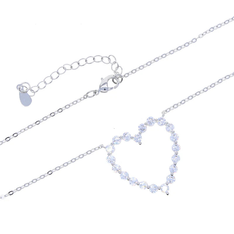Valentines Day Gift Fashion Jewelry For Girlfriend Iced Out Bling 5A CZ Hollow Heart Pendant Necklace 260107